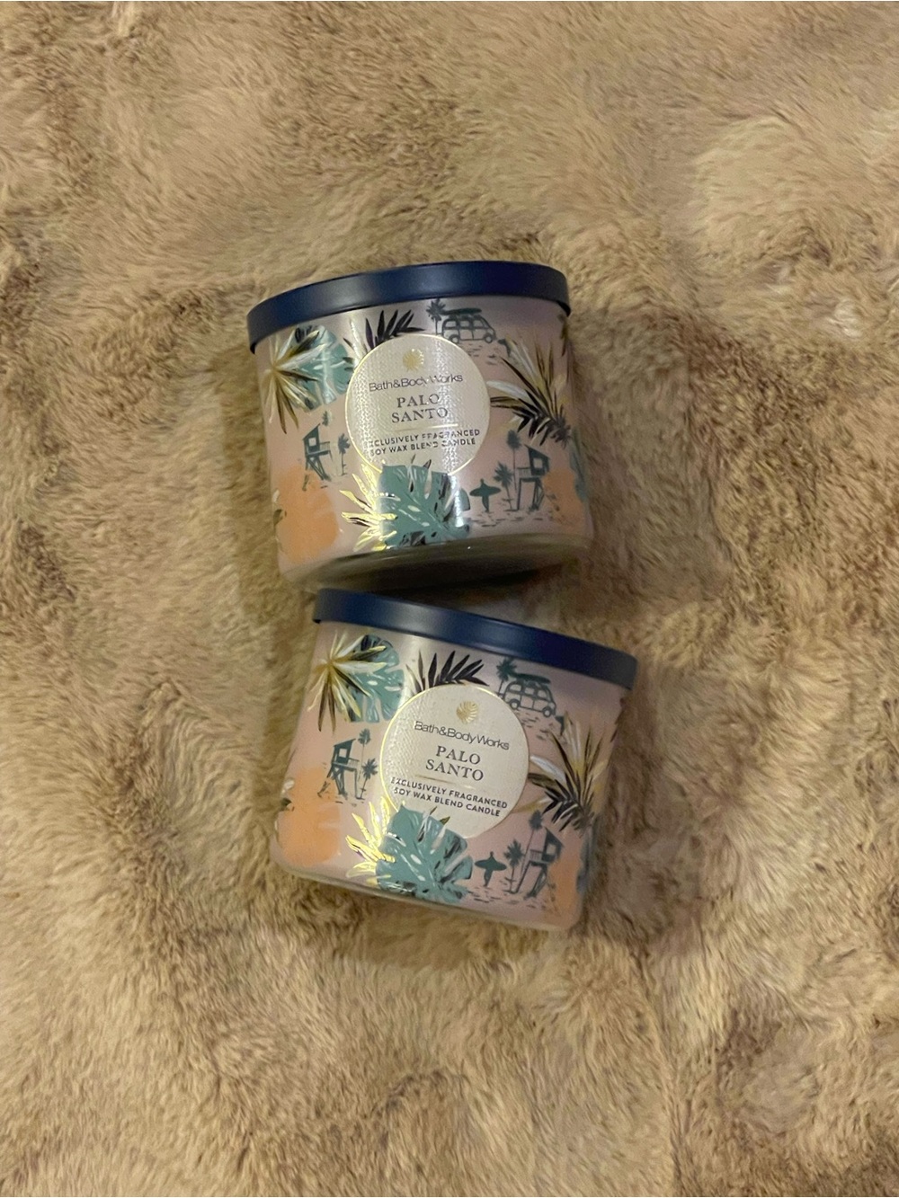 BBW BATH AND BODY WORKS PALO SANTO CANDLE SET BUNDLE 2 3-WICK NEW